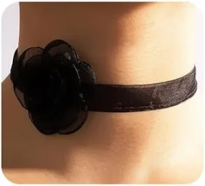 Jumwrit Sexy Black Lace Rose Choker Necklaces Bridal Necklaces Minimalist Necklaces Costume Accessories for Women