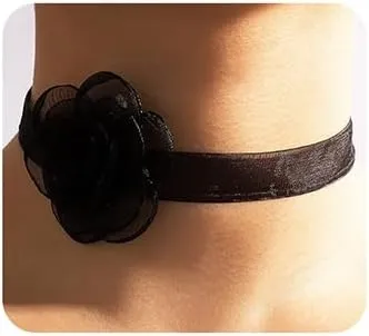 Jumwrit Sexy Black Lace Rose Choker Necklaces Bridal Necklaces Minimalist Necklaces Costume Accessories for Women