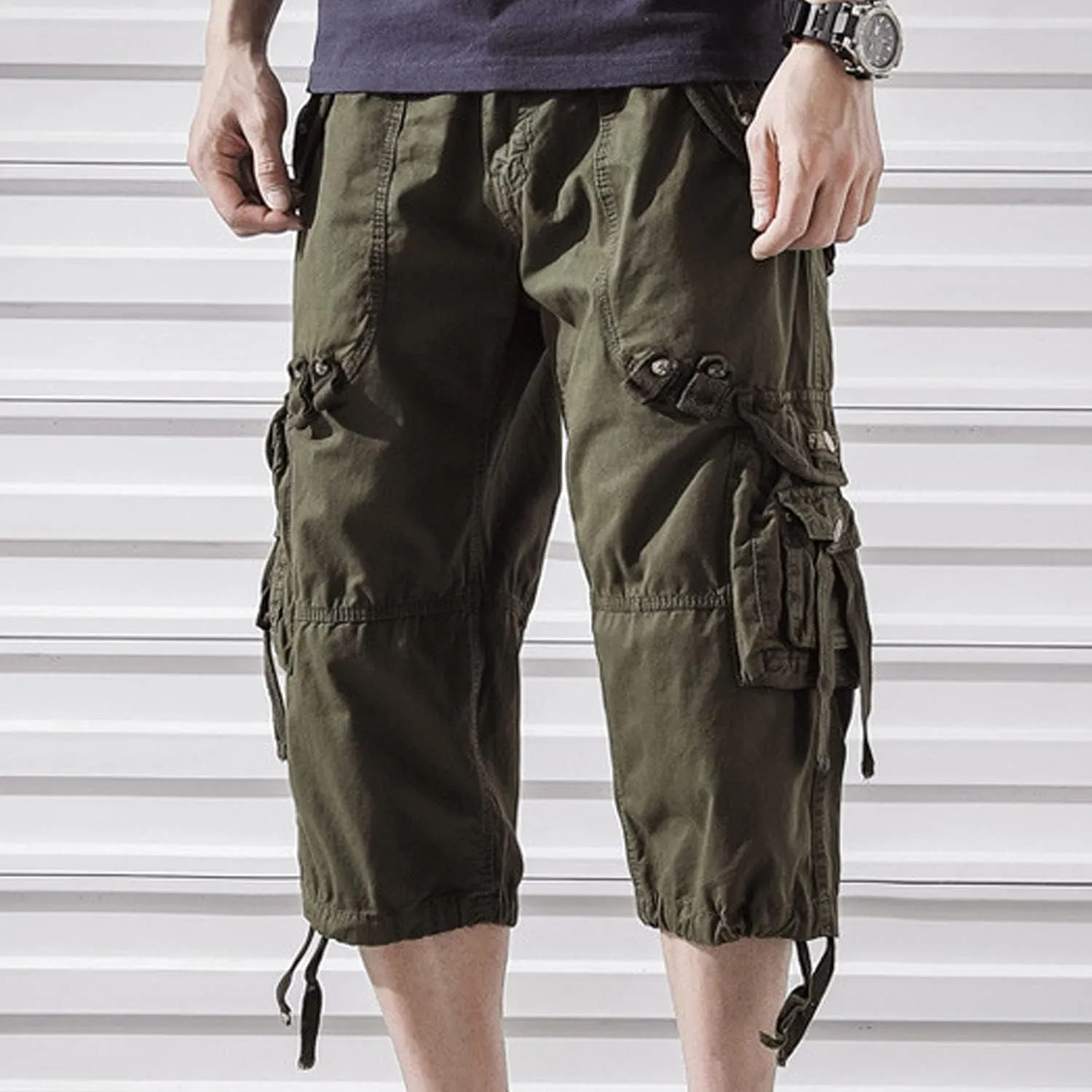Kaxiya2021 Men's Cargo Shorts Loose Fit Multi Pocket Short Pants Cotton Slim Fit Twill Outdoor Summer Fashion Casual Wear