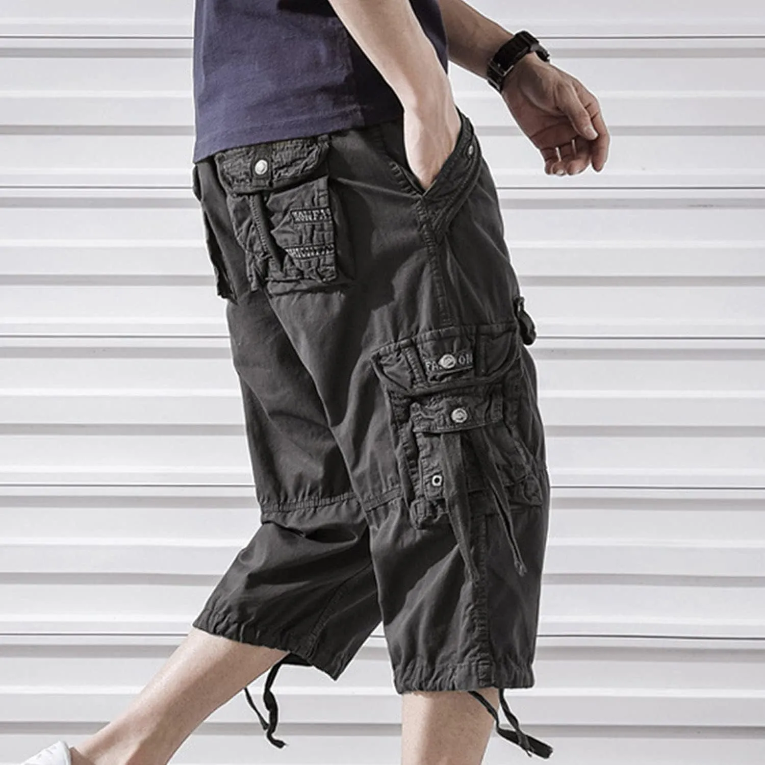 Kaxiya2021 Men's Cargo Shorts Loose Fit Multi Pocket Short Pants Cotton Slim Fit Twill Outdoor Summer Fashion Casual Wear