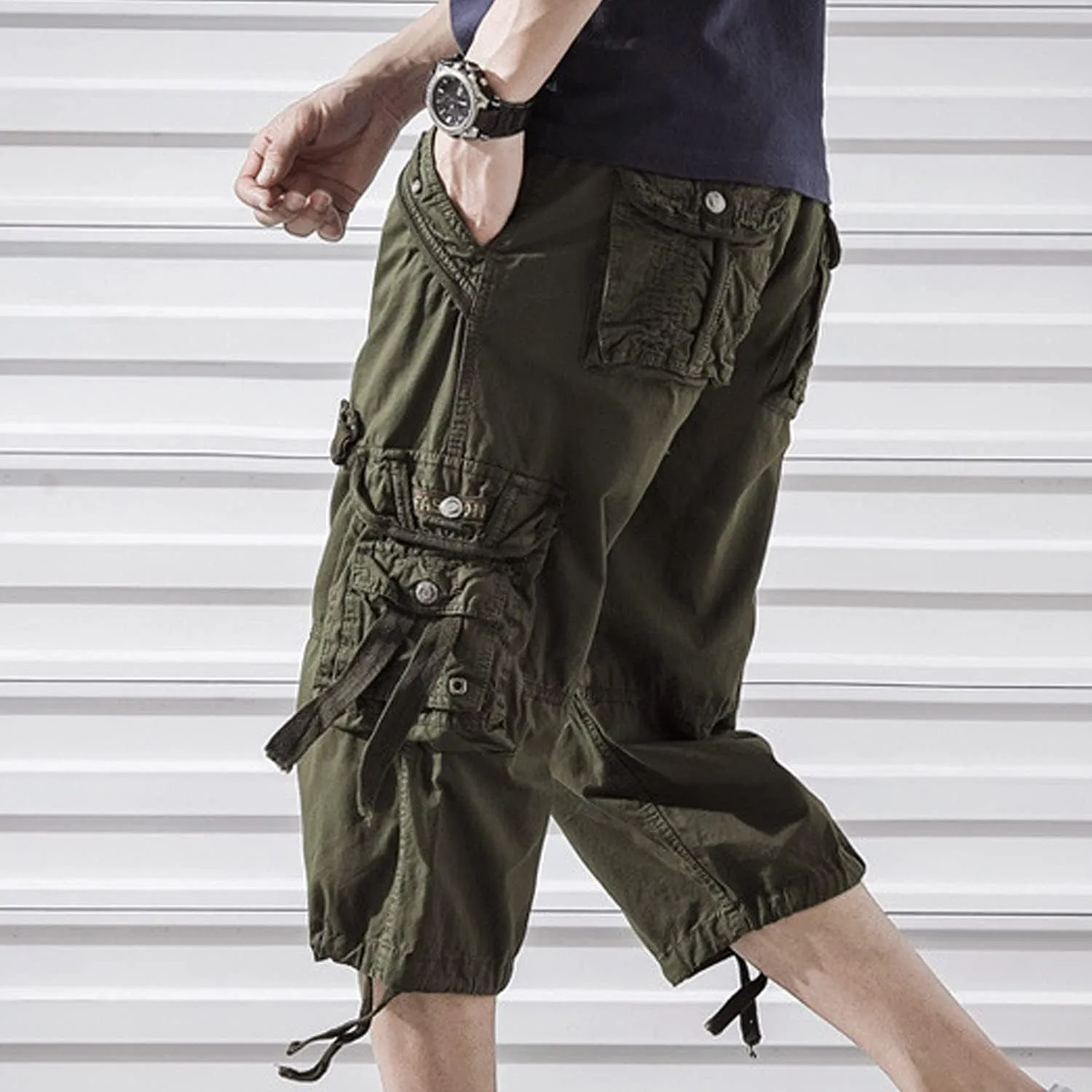 Kaxiya2021 Men's Cargo Shorts Loose Fit Multi Pocket Short Pants Cotton Slim Fit Twill Outdoor Summer Fashion Casual Wear