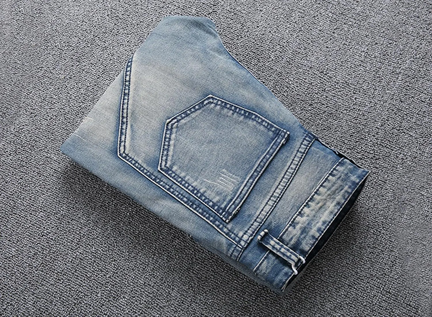 Kaxiya2021 Men's Slim Fit Biker Jeans Skinny Distressed Ripped Casual Denim Pants Zipper Washed Straight Fit Jean Trousers