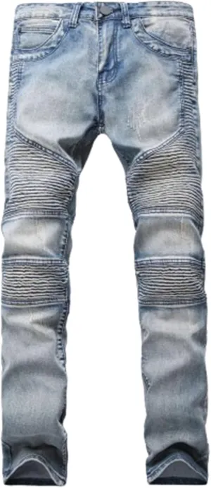 Kaxiya2021 Men's Slim Fit Biker Jeans Skinny Distressed Ripped Casual Denim Pants Zipper Washed Straight Fit Jean Trousers