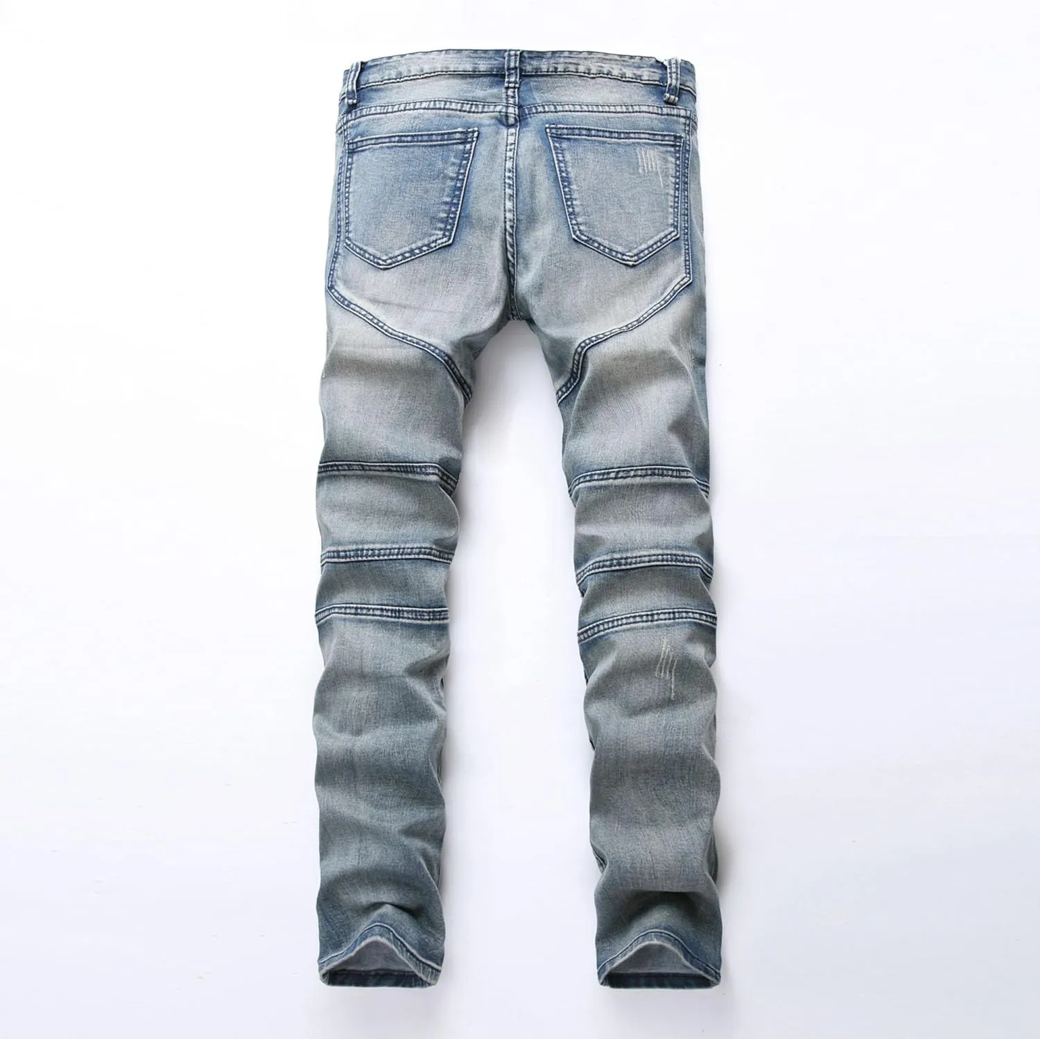 Kaxiya2021 Men's Slim Fit Biker Jeans Skinny Distressed Ripped Casual Denim Pants Zipper Washed Straight Fit Jean Trousers