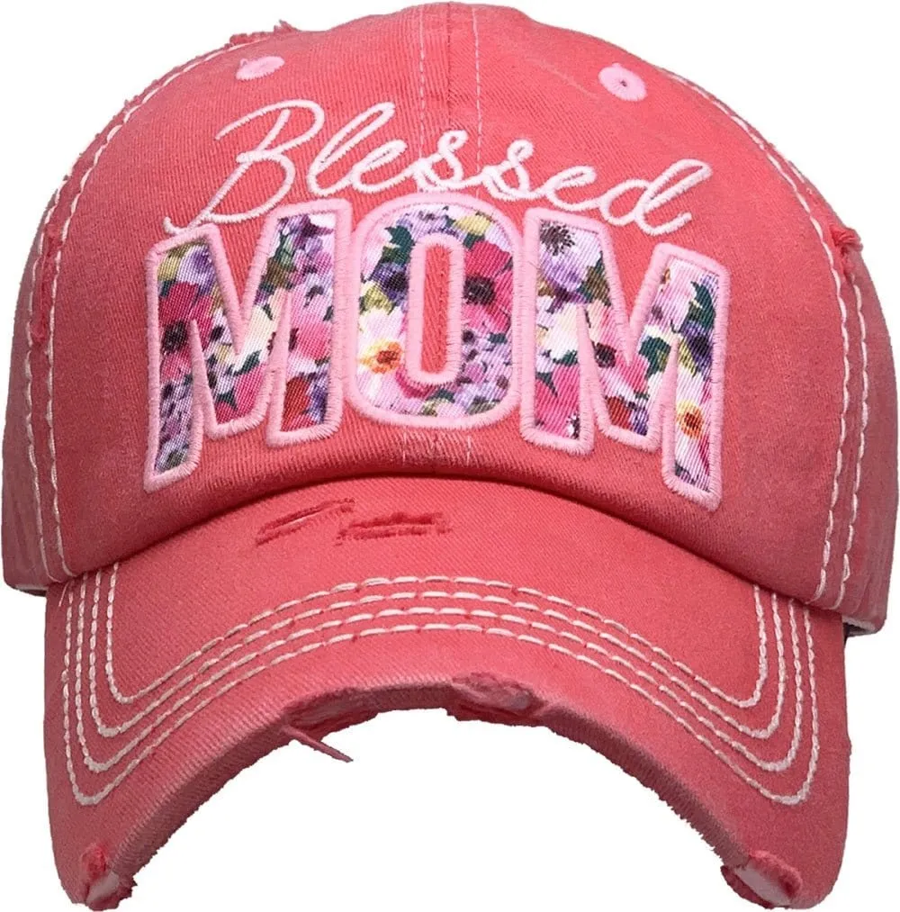 KBV1365 "Blessed Mom" Vintage Washed Baseball Cap