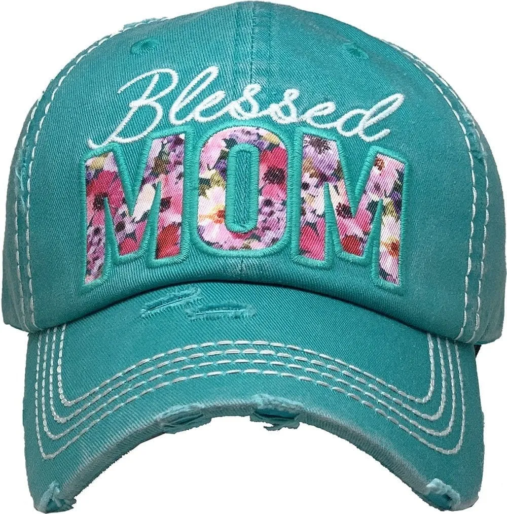 KBV1365 "Blessed Mom" Vintage Washed Baseball Cap
