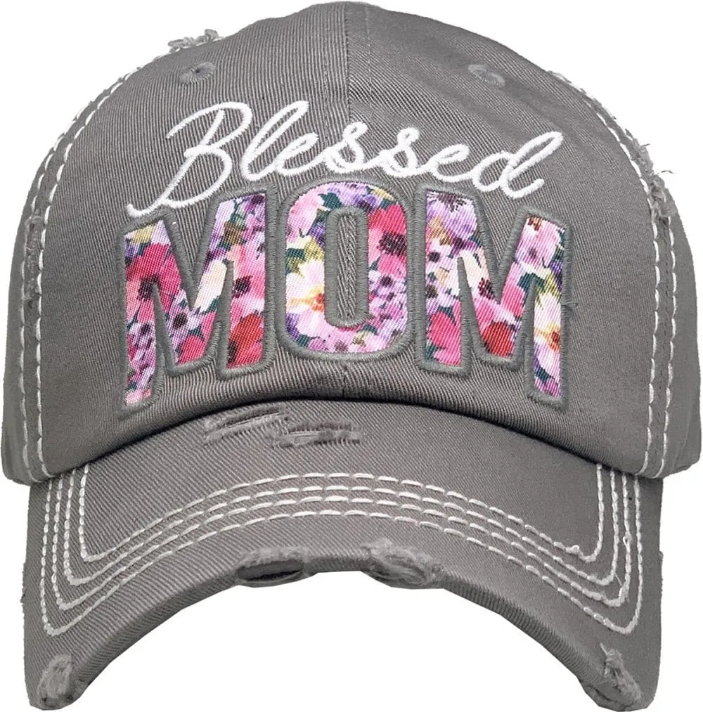KBV1365 "Blessed Mom" Vintage Washed Baseball Cap