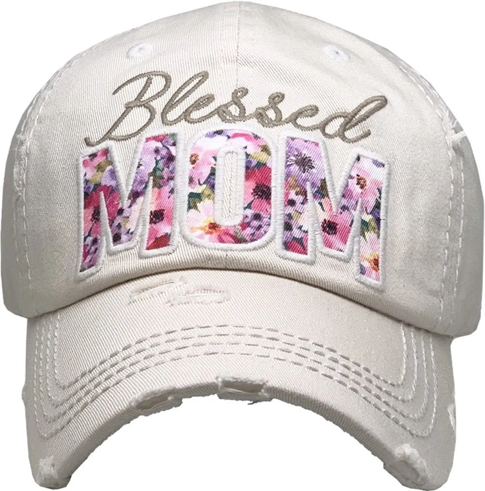 KBV1365 "Blessed Mom" Vintage Washed Baseball Cap