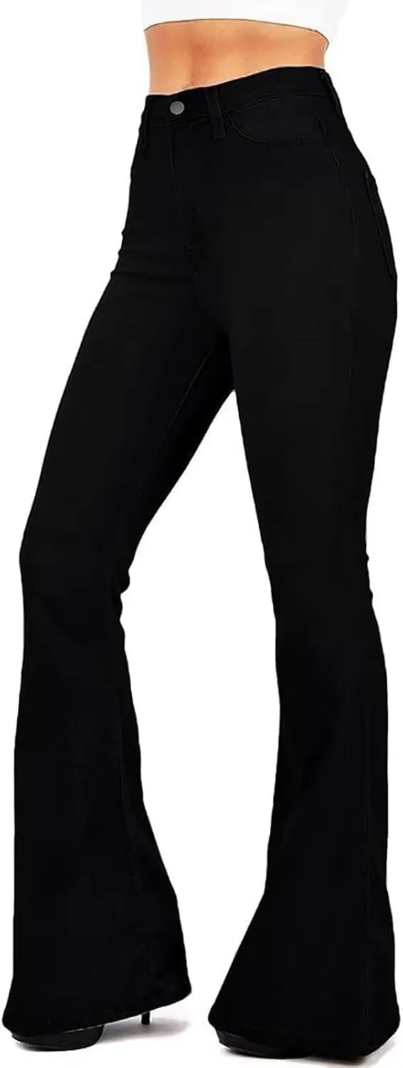 KDF High Waisted Bell Bottom Jeans for Women Flare Jeans for Women Stretch Wide Leg Jeans