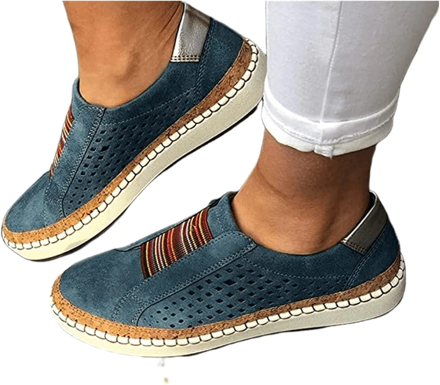 Ladmiple Sneakers For Women Slip On Low Top Comfort Walking Shoes Dressy Casual Summer Fashion Non Slip Flats Loafers