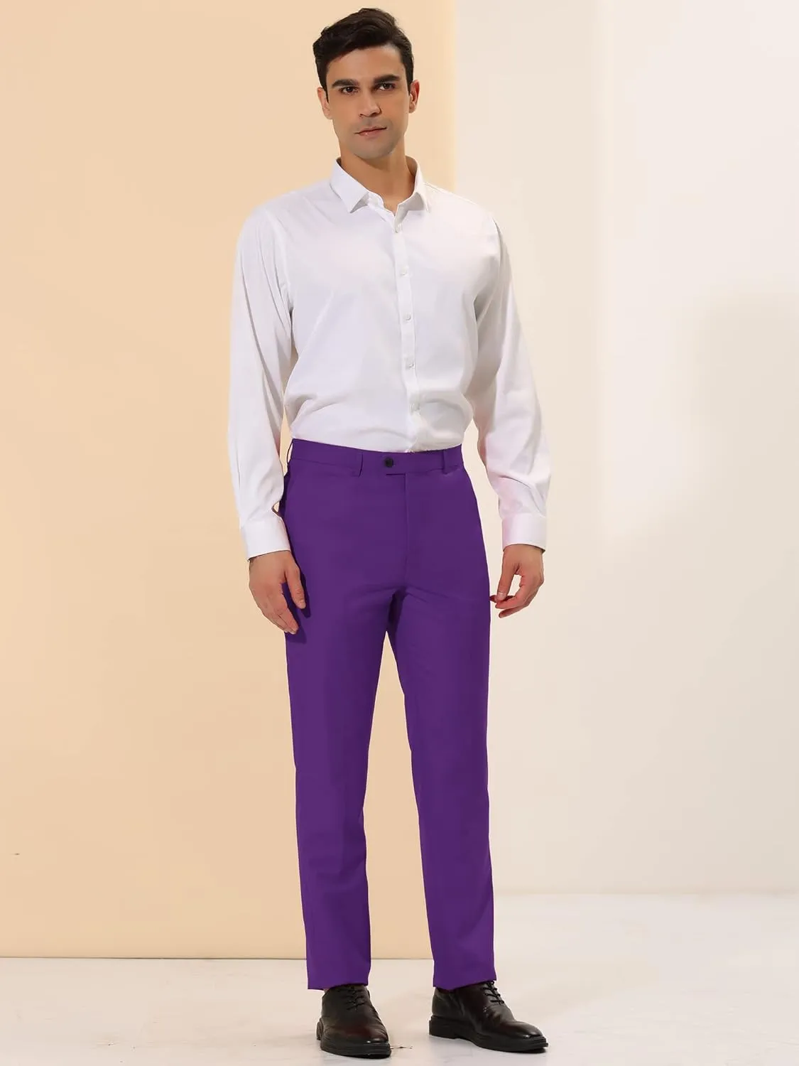 Lars Amadeus Men's Dress Pants Slim Fit Flat Front Chino Business Wedding Suit Pants