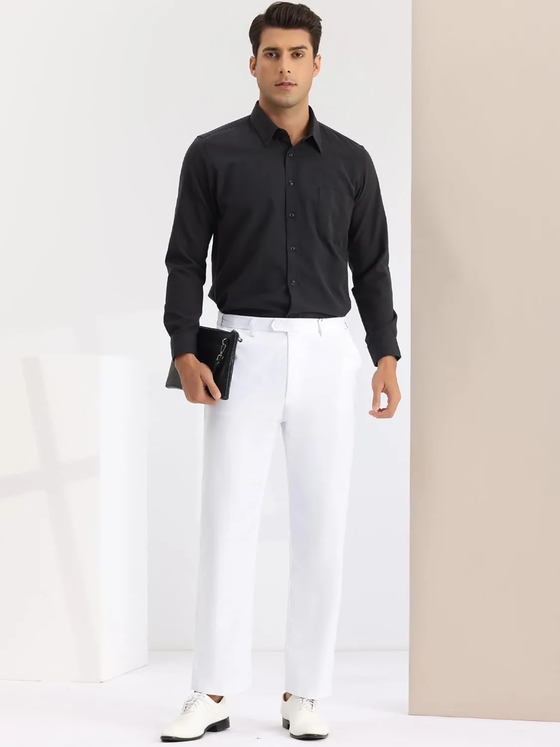 Lars Amadeus Men's Dress Pants Slim Fit Flat Front Chino Business Wedding Suit Pants