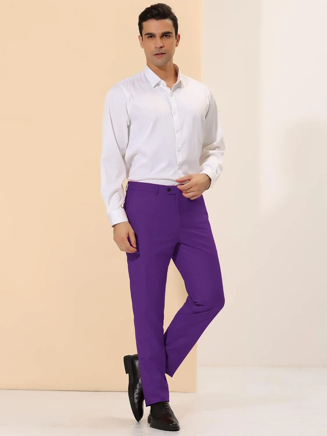 Lars Amadeus Men's Dress Pants Slim Fit Flat Front Chino Business Wedding Suit Pants