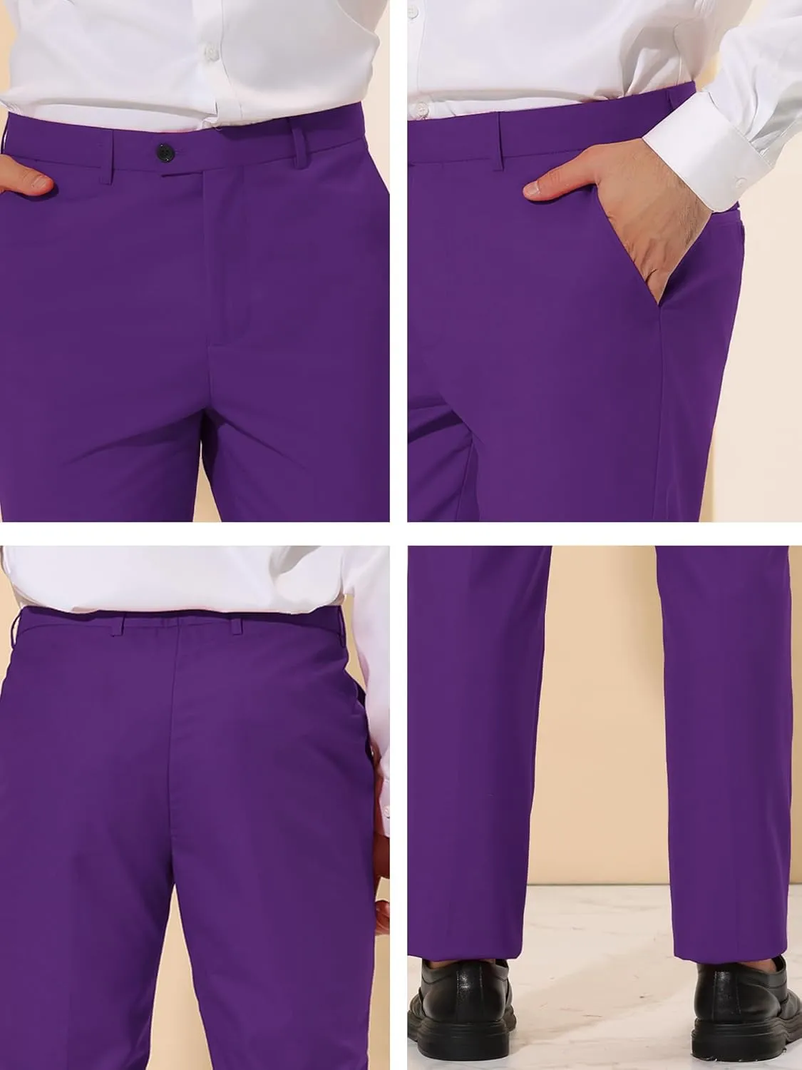 Lars Amadeus Men's Dress Pants Slim Fit Flat Front Chino Business Wedding Suit Pants