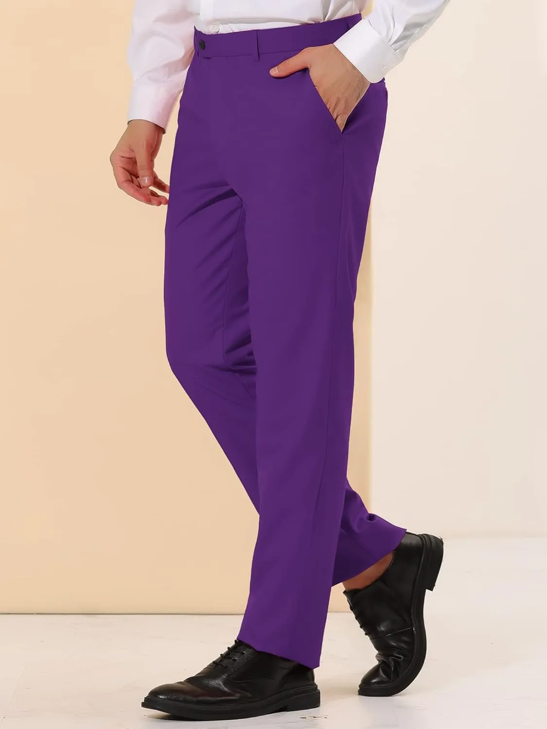 Lars Amadeus Men's Dress Pants Slim Fit Flat Front Chino Business Wedding Suit Pants