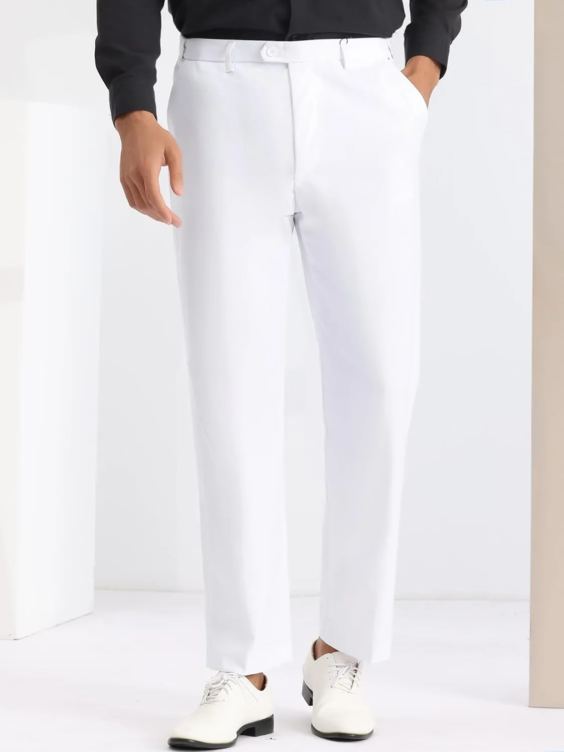 Lars Amadeus Men's Dress Pants Slim Fit Flat Front Chino Business Wedding Suit Pants