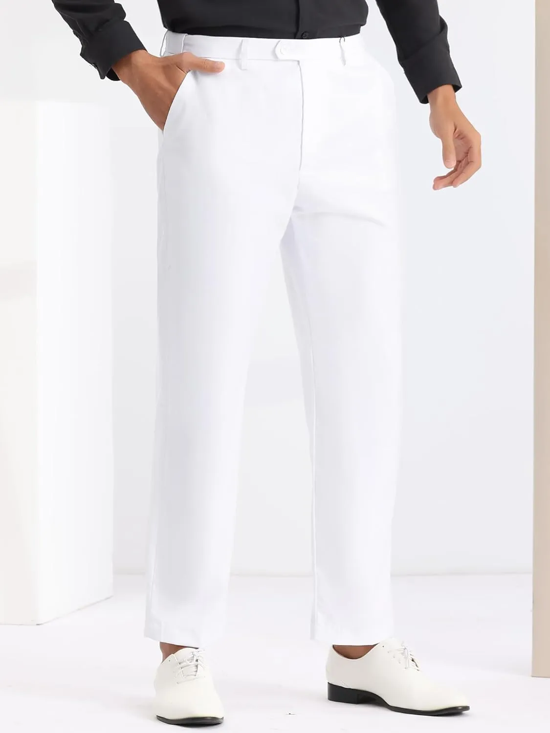 Lars Amadeus Men's Dress Pants Slim Fit Flat Front Chino Business Wedding Suit Pants