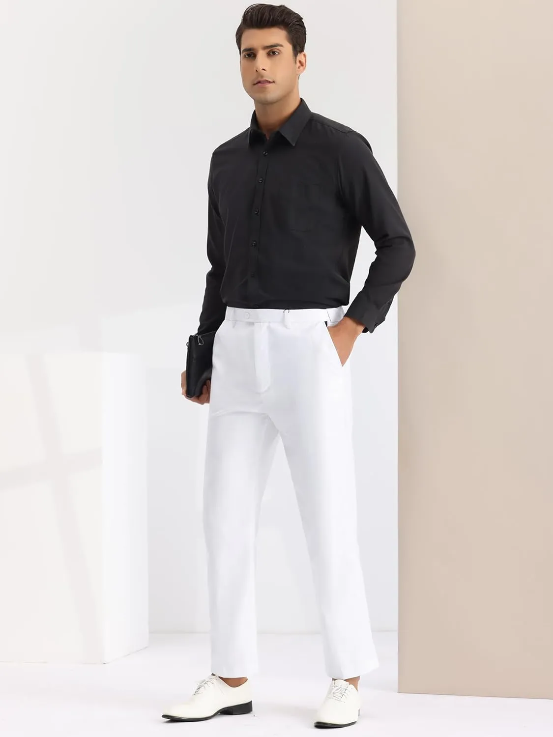 Lars Amadeus Men's Dress Pants Slim Fit Flat Front Chino Business Wedding Suit Pants