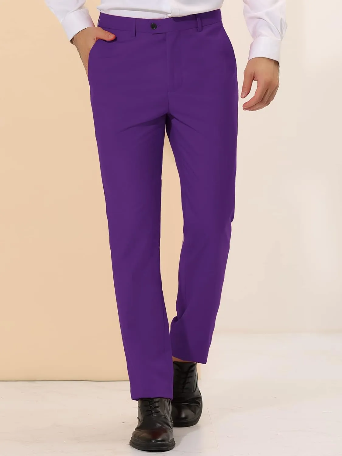 Lars Amadeus Men's Dress Pants Slim Fit Flat Front Chino Business Wedding Suit Pants