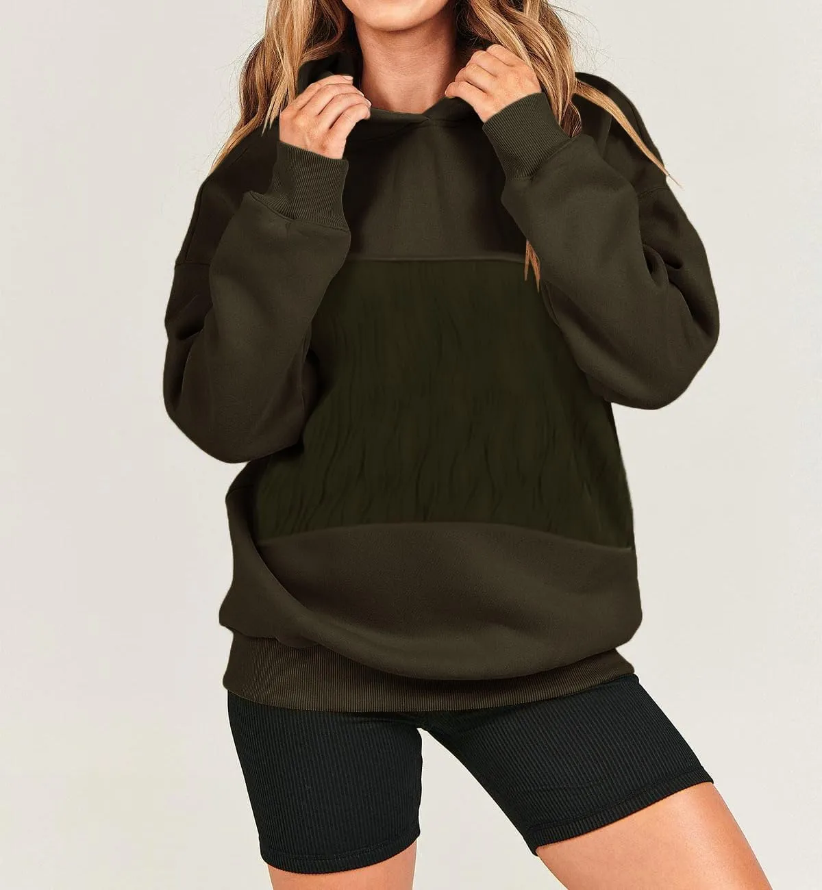 LAVASEON Oversized Hoodie for Women Lightweight Hoodies Womens Sweatshirt Pullovers Fashion with Wave Textured Patch