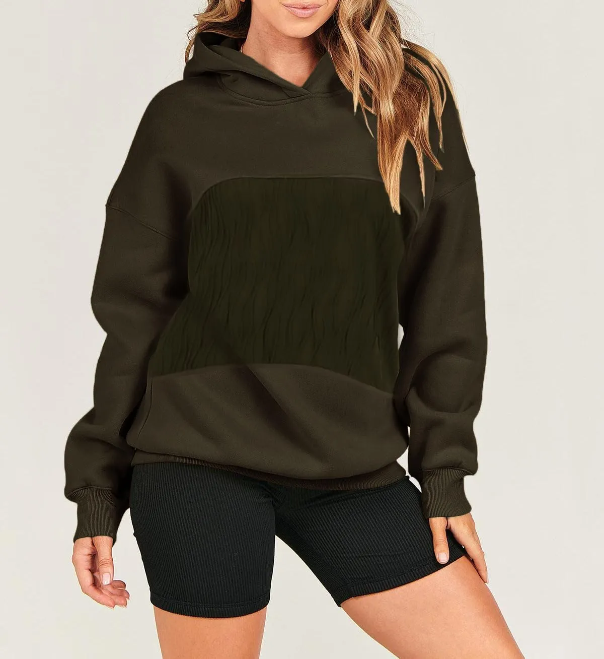 LAVASEON Oversized Hoodie for Women Lightweight Hoodies Womens Sweatshirt Pullovers Fashion with Wave Textured Patch