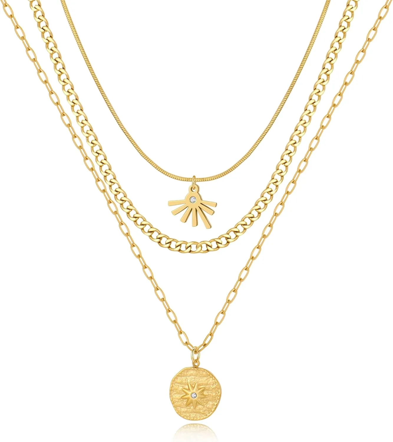Layered Gold Necklaces for Women Gold Layered Necklaces Dainty Gold Necklaces Stainless Steel Necklaces