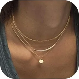 Layered Necklaces Gold Necklace for Women Dainty Coin Choker Necklaces Handmade Pearl Pendant Necklaces Adjustable Layering Chain Necklaces Jewelry Set for Women