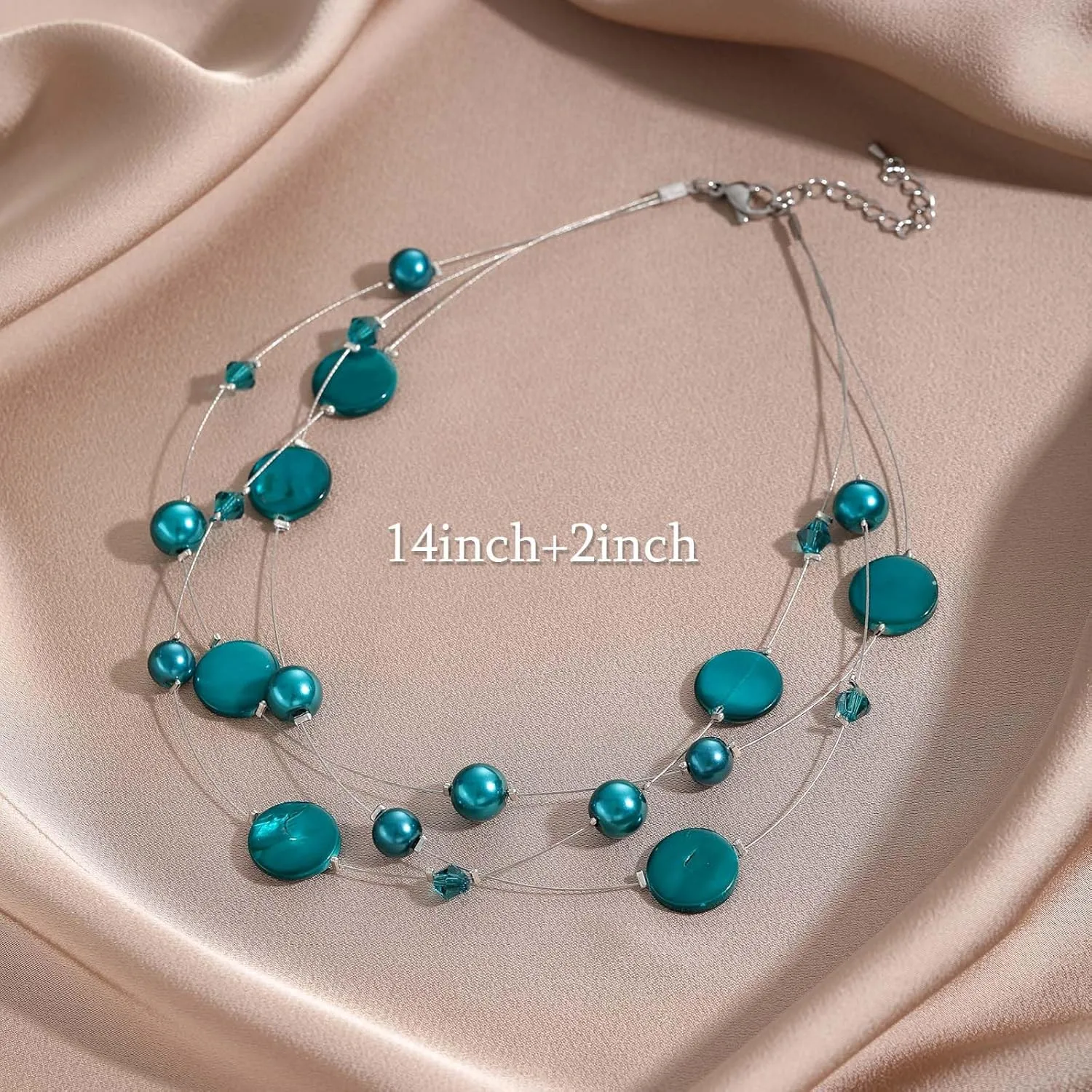 Layered Shell Necklaces for Women Stacked Pearl Necklaces Statement Charm Necklace Stainless Steel Boho Necklaces for Women