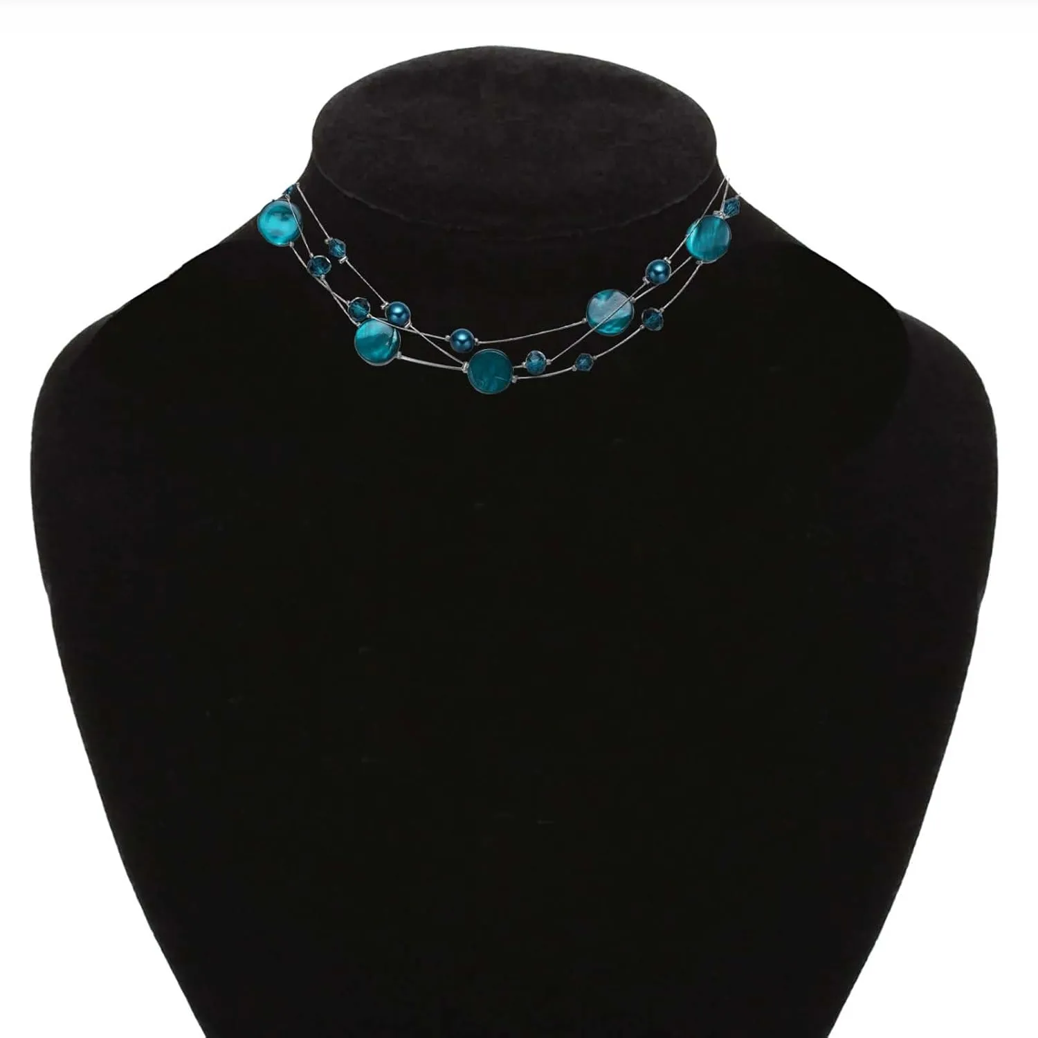Layered Shell Necklaces for Women Stacked Pearl Necklaces Statement Charm Necklace Stainless Steel Boho Necklaces for Women