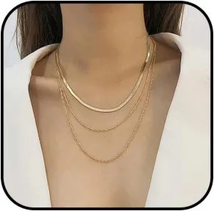 Layered Snake Chain Necklaces for Women Layered Gold Necklaces Chunky Gold Choker Necklaces Gold Herringbone Necklaces Link Chain Necklaces Gold Jewelry for Women