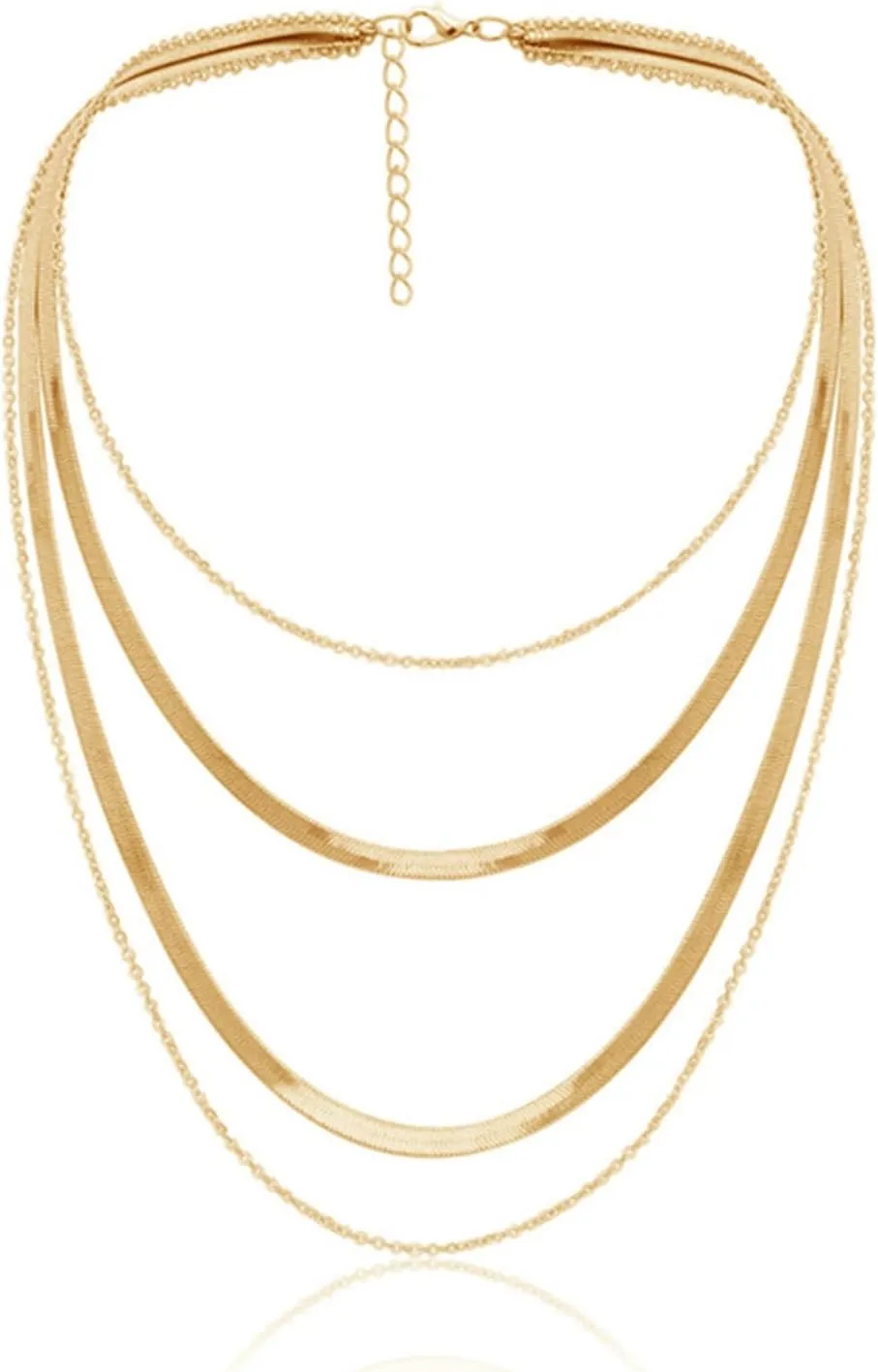 Layered Snake Chain Necklaces for Women Layered Gold Necklaces Chunky Gold Choker Necklaces Gold Herringbone Necklaces Link Chain Necklaces Gold Jewelry for Women