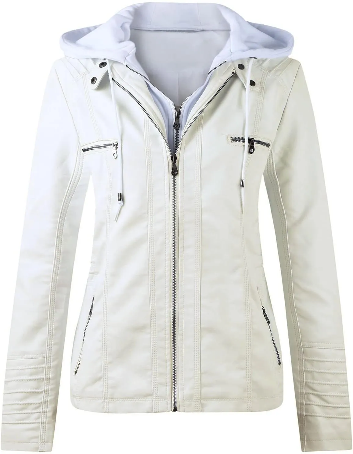 Leather Women's Slim Zip Belt Tops Stand Jacket Suit Collar Motorcycle Coat Women's Duster Jacket for Women