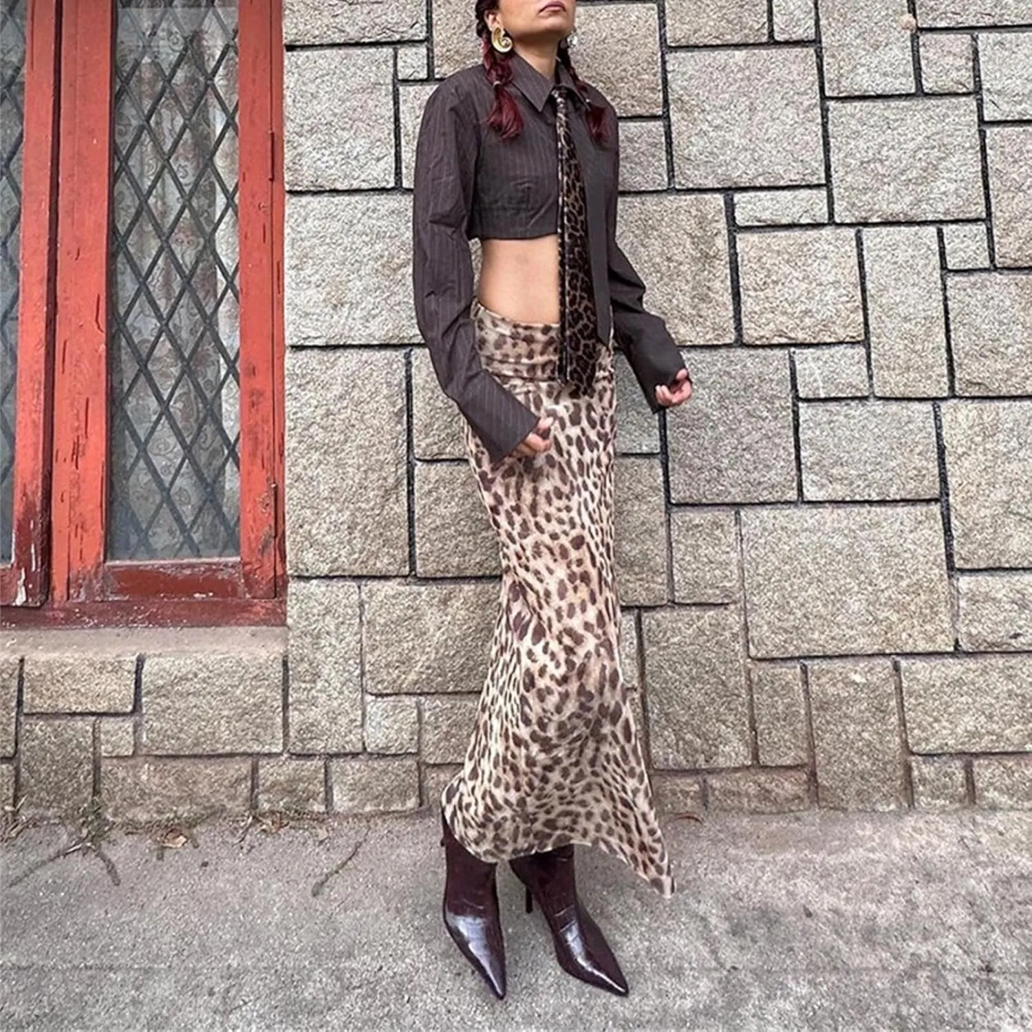 Leopard Skirts for Women - Y2k Leopard Print Skirts Sexy High Waist Maxi Skirt, Cheetah Print Skirt Bodycon Club Dress