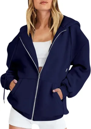 Lightweight Hoodies for Plus Size Women Zip Up 3x Long Sleeve Sweatshirt Jackets Loose Casual Tops with Pockets
