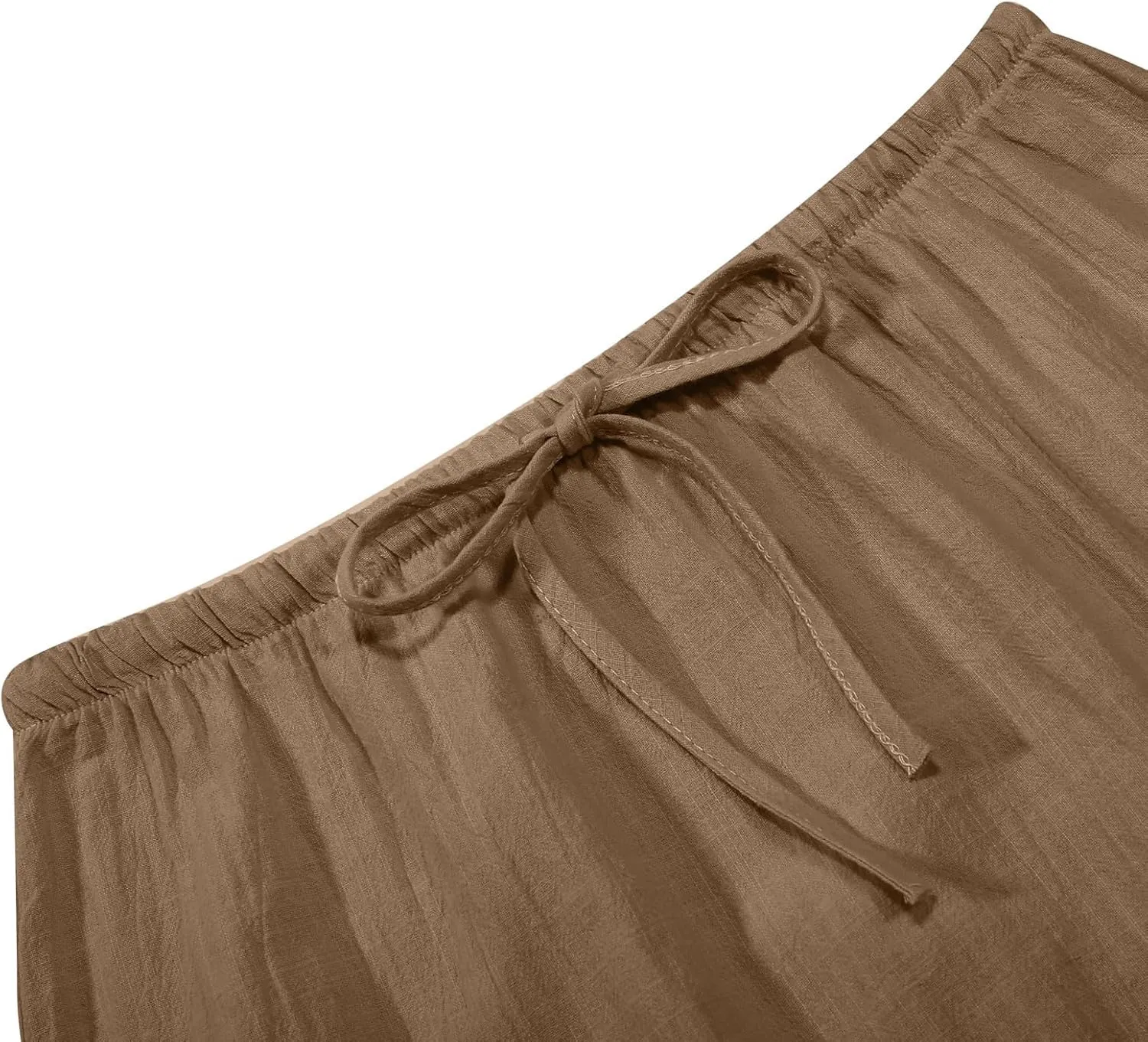 Linen Maxi Skirts for Women Drawstring High Waisted Lighweight Skirt Elastic Waisted Comfortable Straight Leg Skorts