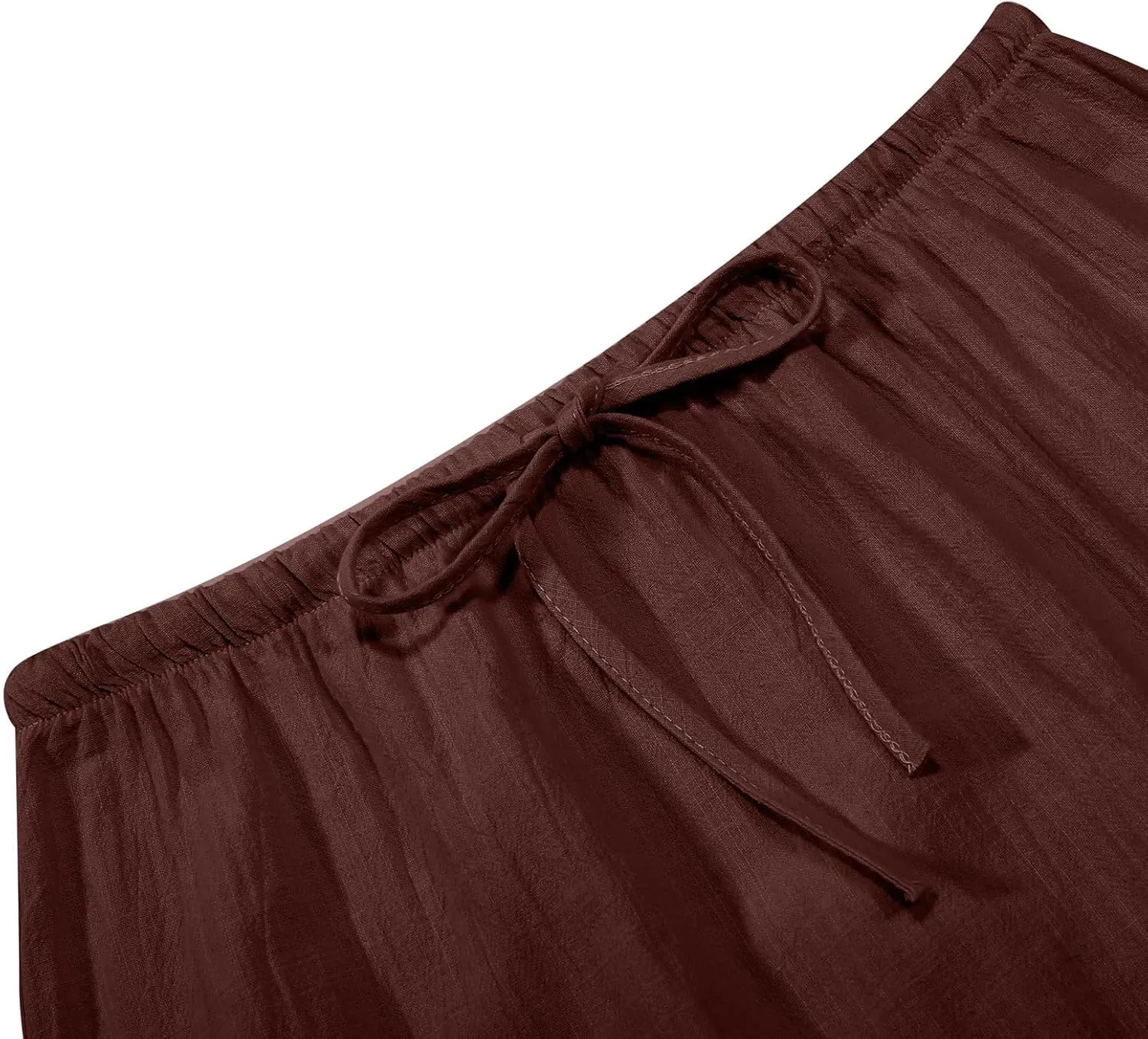 Linen Maxi Skirts for Women Drawstring High Waisted Lighweight Skirt Elastic Waisted Comfortable Straight Leg Skorts