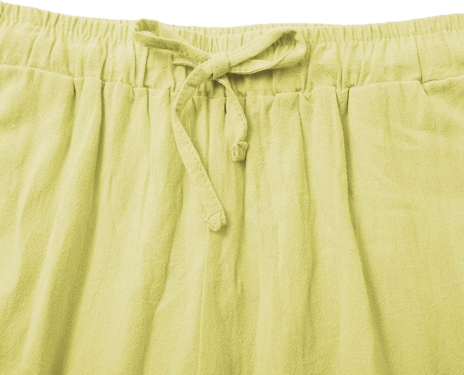 Linen Pants for Women Wide Leg Baggy Drawstring Elastic Waist Palazzo Trousers Summer Beach Pants with Pockets