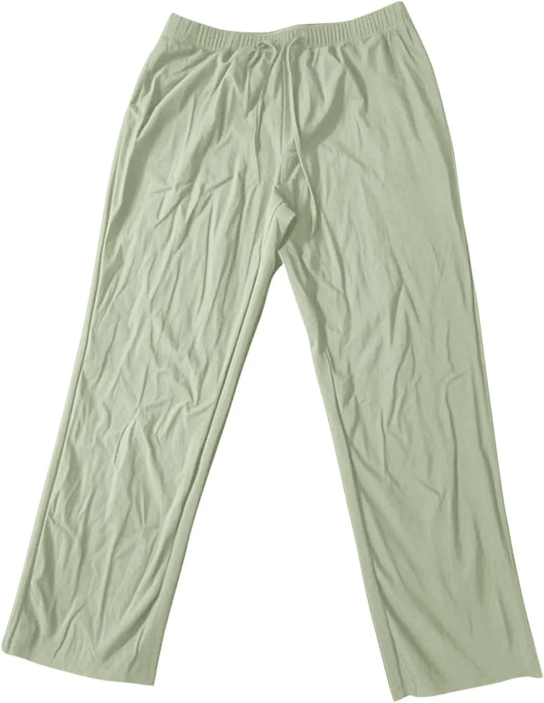 Linen Pants Men Long Relaxed Fit Elastic Waist Pants with Pockets Beach Yoga Travel Lounge Trousers for Summer