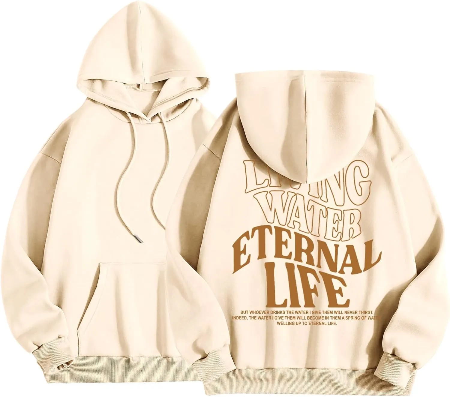 Living Water Eternal Life Christian Womens Hoodies Jesus Faith Graphic Oversized Long Sleeve Sweatshirts Fall Casual Pullover