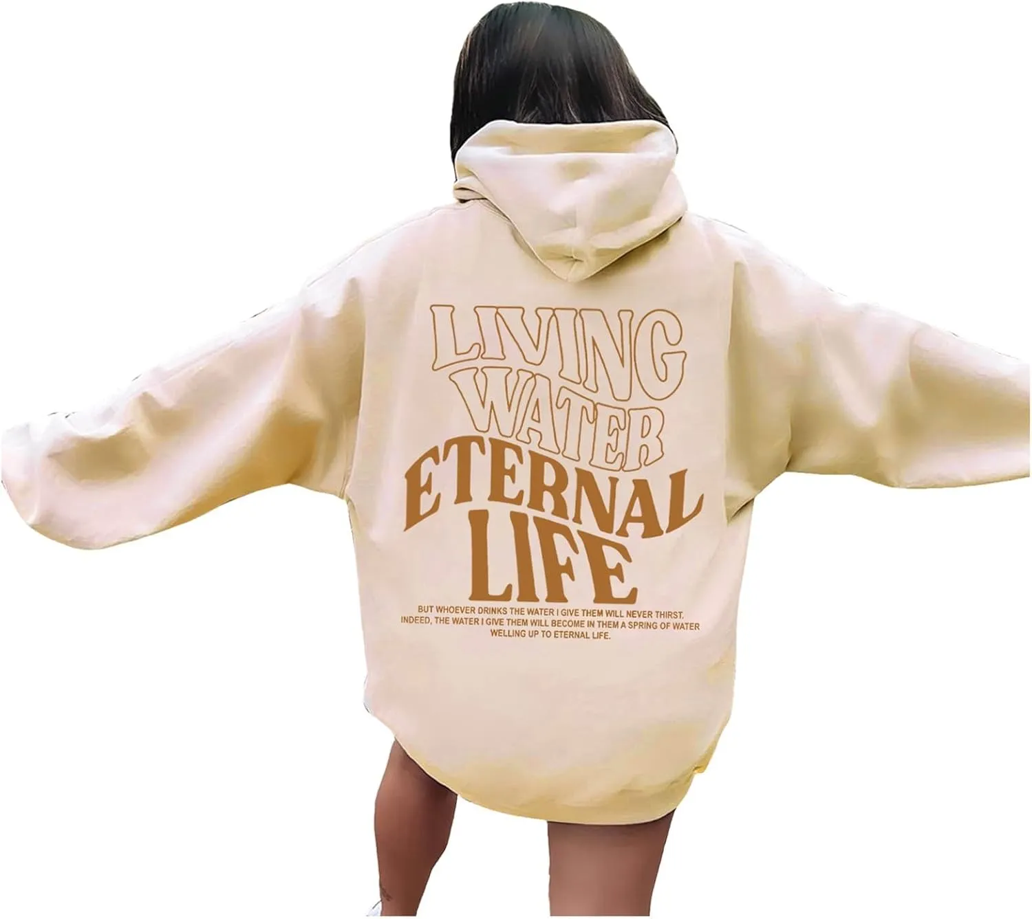Living Water Eternal Life Christian Womens Hoodies Jesus Faith Graphic Oversized Long Sleeve Sweatshirts Fall Casual Pullover