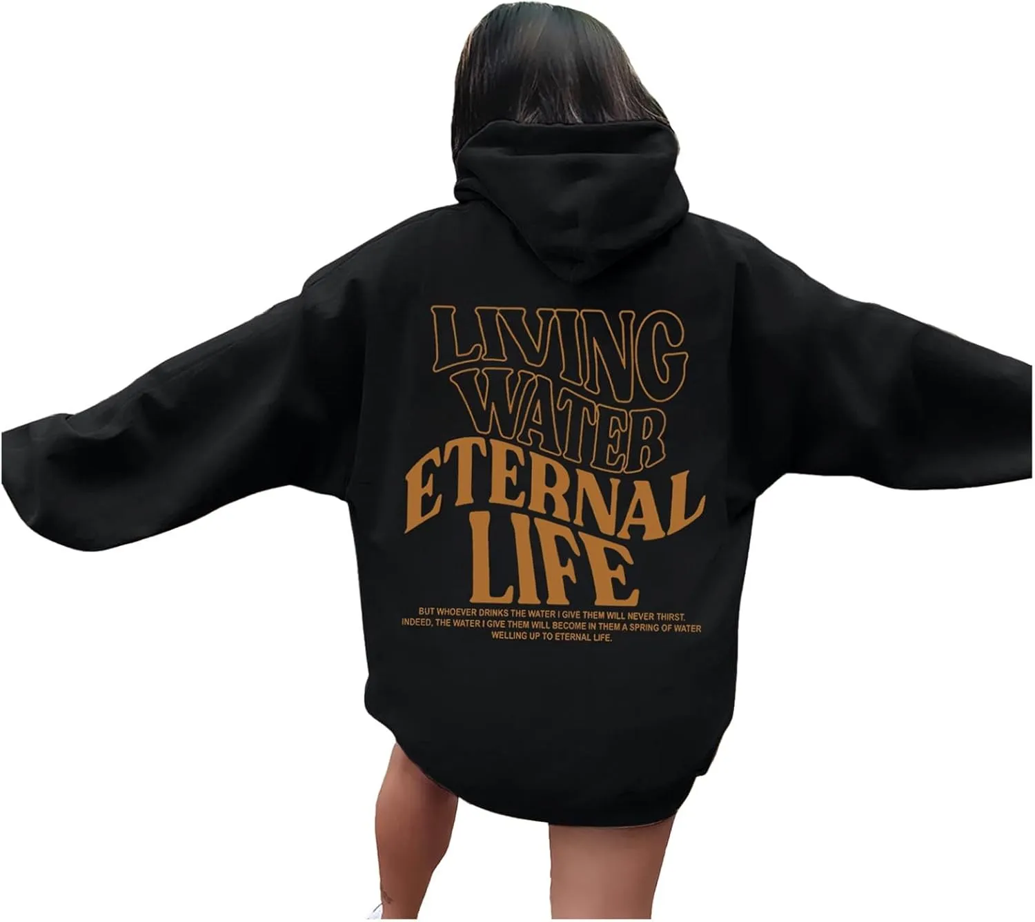 Living Water Eternal Life Graphic Christian Womens Hoodies Oversized Long Sleeve Jesus Faith Y2K Girls Sweatshirts Pullover