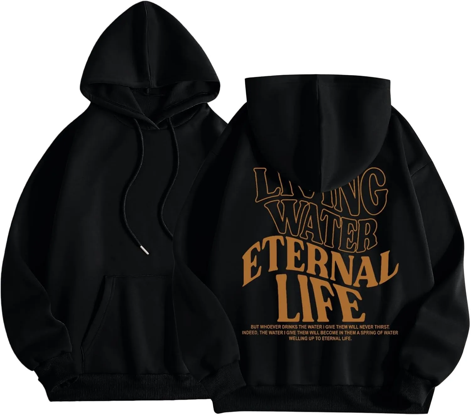 Living Water Eternal Life Graphic Christian Womens Hoodies Oversized Long Sleeve Jesus Faith Y2K Girls Sweatshirts Pullover