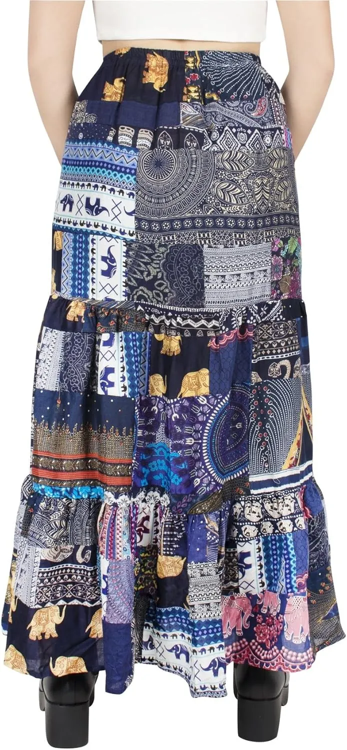 LOFBAZ Long Maxi Skirts for Women Gypsy Hippie Clothes Bohemian Boho Dress Plus