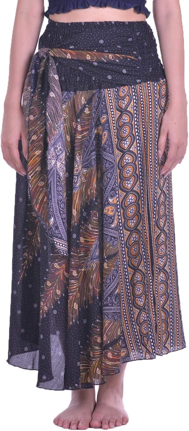 LOFBAZ Long Maxi Skirts for Women Gypsy Hippie Clothes Bohemian Boho Dress Plus