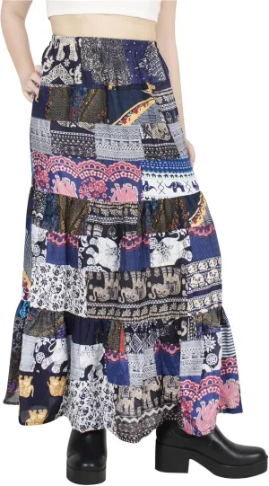 LOFBAZ Long Maxi Skirts for Women Gypsy Hippie Clothes Bohemian Boho Dress Plus