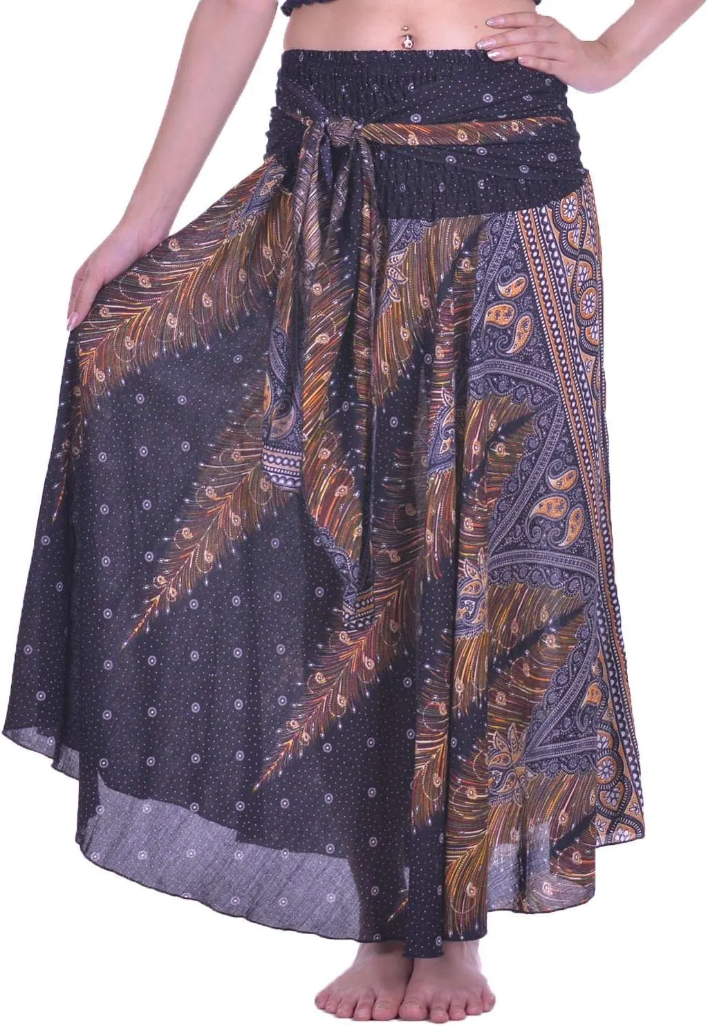 LOFBAZ Long Maxi Skirts for Women Gypsy Hippie Clothes Bohemian Boho Dress Plus