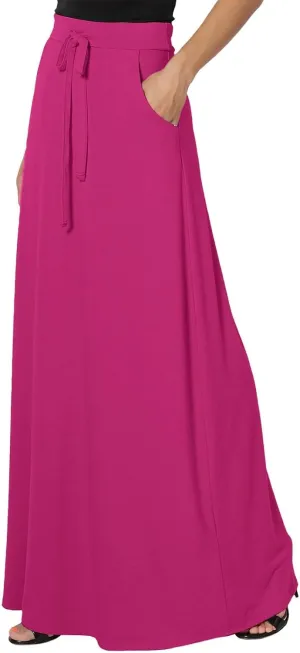 Long Maxi Skirt for Women Spring and Autumn City Leisure Skirt Ladies Solid Color Drawstring Women Flowy Casual