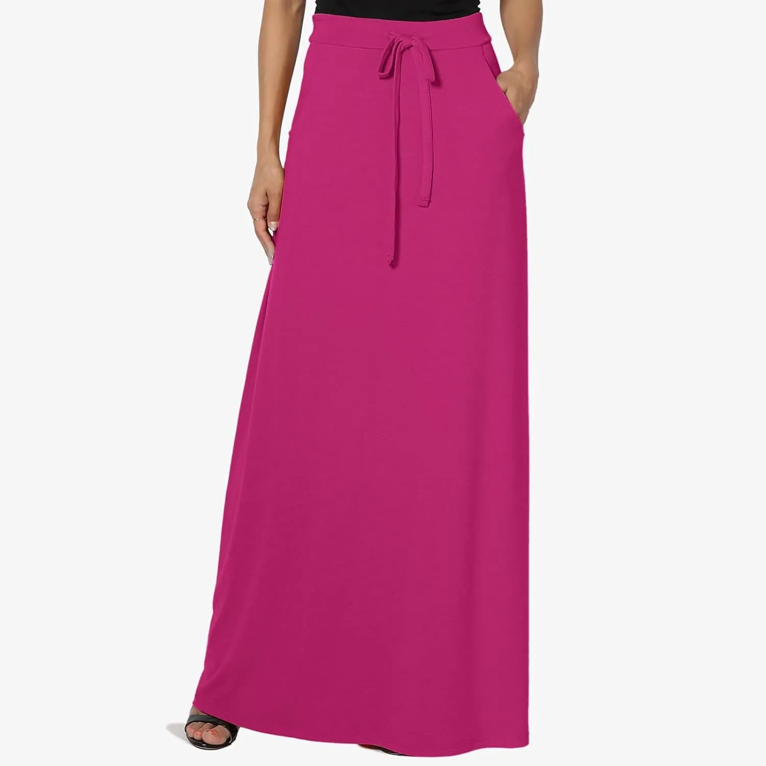 Long Maxi Skirt for Women Spring and Autumn City Leisure Skirt Ladies Solid Color Drawstring Women Flowy Casual
