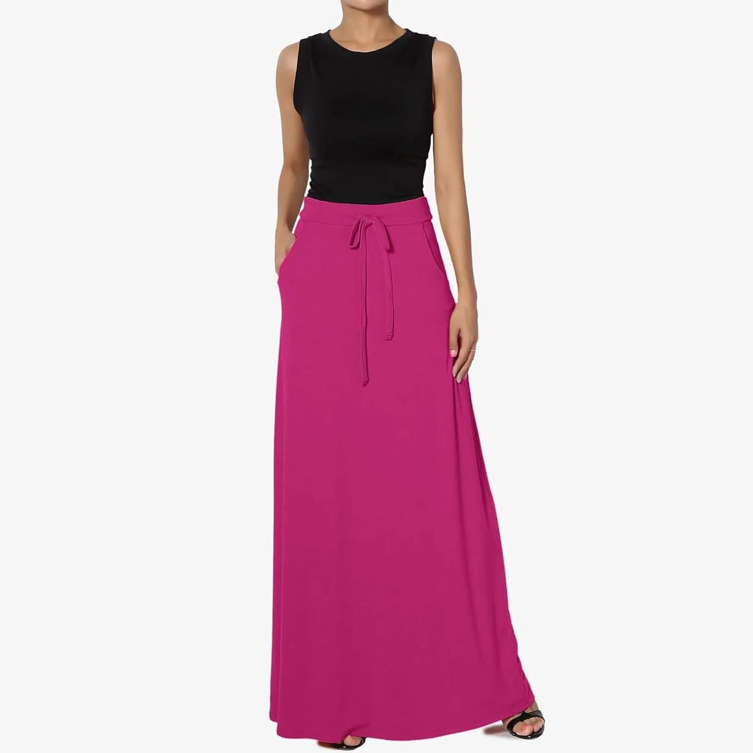 Long Maxi Skirt for Women Spring and Autumn City Leisure Skirt Ladies Solid Color Drawstring Women Flowy Casual