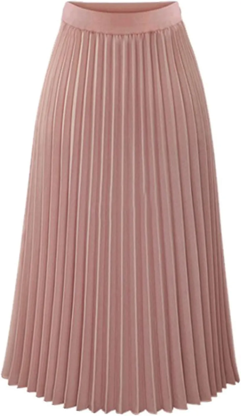 Long Pleated Skirts for Women High Waist Flowy Skirts Casual Summer Maxi Skirts Beach Vacation Skirts A Line Skirts